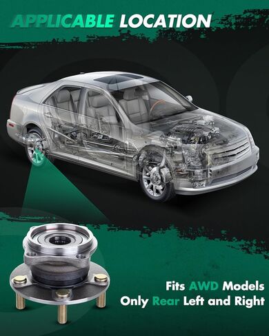 SCITOO Wheel Bearing and Hub Assembly Replaces 512291 Rear fit for Mitsubishi Endeavor 2004-2008, for Mitsubishi Endeavor 2010-2011 Hub Bearing Assembly 5 Lugs Non-ABS [2pc], only for AWD in Saudi Arabia