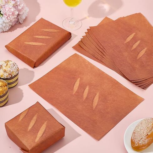 WEBEEDY 20 Pcs Bread Wrapping Paper Brown Bread Shape Gift Wrapping Paper, Kraft Craft Papers for Baguette Toast Food Birthday Christmas Party Kitchen Supplies, 11.22x8.27 inch in Saudi Arabia
