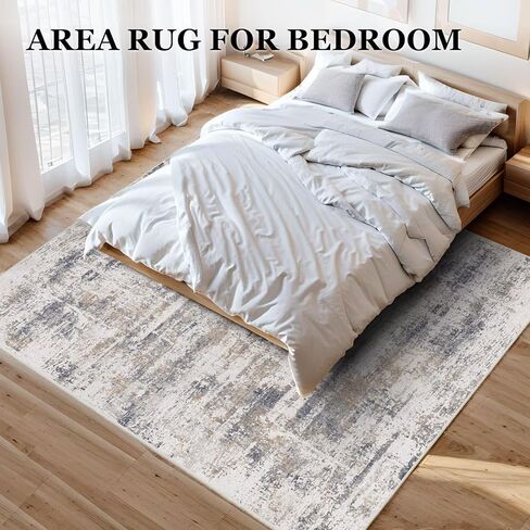 Vamcheer Modern Area Rug 5x7 - Upgraded 10mm Thick Sponge for Exceptional Comfort, Abstract Area Rug for Living Room/Bedroom/Office, Non-Shedding & Easy to Clean, Grey White Oblique Lines in Saudi Arabia