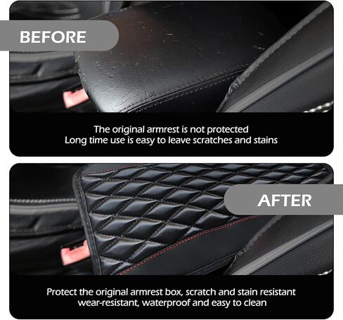 غطاء وحدة التحكم المركزية للسيارة، وسادة غطاء مسند ذراع السيارة من الجلد المقاوم للماء، وسادة وسادة وحدة التحكم المركزية التلقائية، ملحقات داخلية للسيارات لمعظم المركبات وسيارات الدفع الرباعي والشاحنات (أحمر) in Kuwait