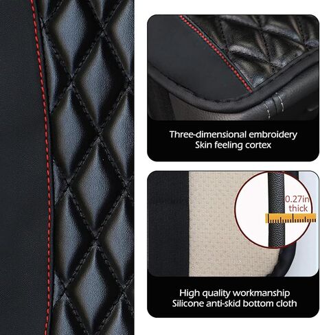 غطاء وحدة التحكم المركزية للسيارة، وسادة غطاء مسند ذراع السيارة من الجلد المقاوم للماء، وسادة وسادة وحدة التحكم المركزية التلقائية، ملحقات داخلية للسيارات لمعظم المركبات وسيارات الدفع الرباعي والشاحنات (أحمر) in Kuwait