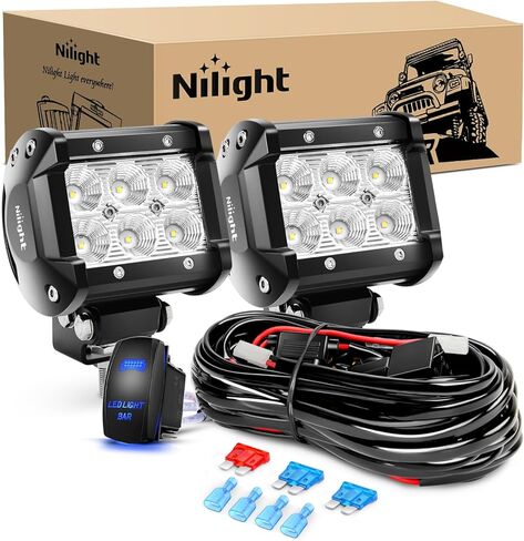Nilight 3Inch Round Motorcycle Led Light Pods 2PCS Spot Led Fog Light 1550LM Built-in EMC Offroad Driving Auxiliary Ditch Light for Motorbike SUV ATV Truck Boat Tractor Forklift, 5 Years Warranty in Saudi Arabia