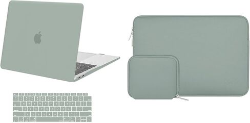 حافظة MOSISO متوافقة مع جهاز MacBook Air 13 بوصة 2018-2020 Rlease A2337 M1 A2179 A1932، حافظة بلاستيكية صلبة وغطاء حقيبة من النيوبرين مع حافظة صغيرة وغطاء لوحة مفاتيح، أخضر عتيق in Saudi Arabia