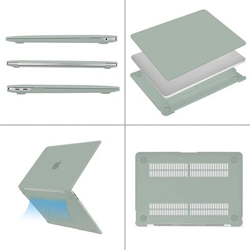 حافظة MOSISO متوافقة مع جهاز MacBook Air 13 بوصة 2018-2020 Rlease A2337 M1 A2179 A1932، حافظة بلاستيكية صلبة وغطاء حقيبة من النيوبرين مع حافظة صغيرة وغطاء لوحة مفاتيح، أخضر عتيق in Saudi Arabia