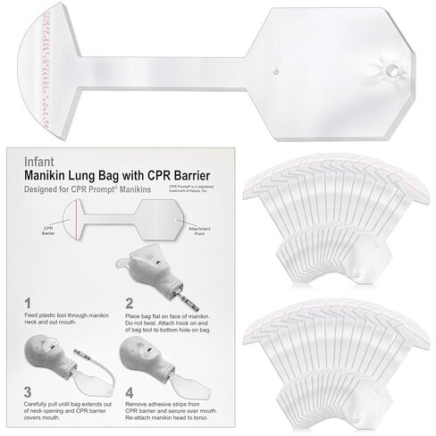 100 Pcs 100 Pcs Adult/Child CPR Manikin Infant Face Shield Lung Bag Manikin Replacement Lung Bag Face Shield Lung Bags Compatible with CPR Prompt Manikin CPR Classes Training (17.32 Inches) in Kuwait