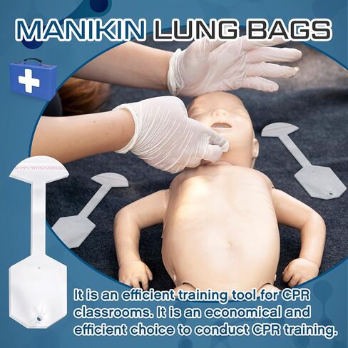 100 Pcs 100 Pcs Adult/Child CPR Manikin Infant Face Shield Lung Bag Manikin Replacement Lung Bag Face Shield Lung Bags Compatible with CPR Prompt Manikin CPR Classes Training (17.32 Inches) in Kuwait