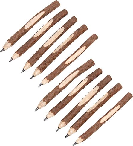 10Pcs Wooden Pencils, 5" Natural Wood Pencils Bulk, Long Rustic Twig Pencil For Kids Classrom School Party Supplies Novelty Camping Themed Party Decorations in Saudi Arabia