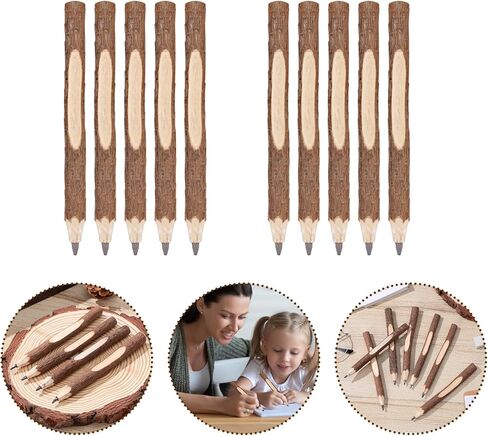 10Pcs Wooden Pencils, 5" Natural Wood Pencils Bulk, Long Rustic Twig Pencil For Kids Classrom School Party Supplies Novelty Camping Themed Party Decorations in Saudi Arabia