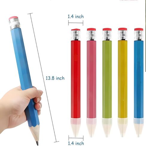 Wooden Jumbo Pencils,Funny Giant Pencil For Party Favors Novelty Large Pencil For Prop Gifts Decor School Home Office Supplies (Pink) in Saudi Arabia