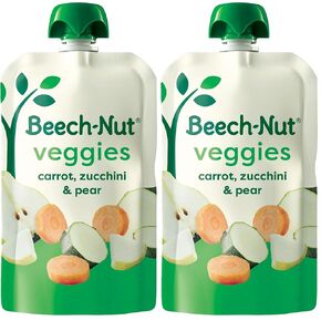 Beech-Nut Baby Food Pouches, Zucchini Spinach & Banana Veggie Puree Baby & Toddler Food, 3.5 oz (12 Pack) in Kuwait