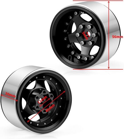RCLIONS 4 قطع من الألومنيوم مقاس 1.9 بوصة ترقيات إطارات عجلة Beadlock لسيارة شاحنة زاحفة محورية SCX10 I II III TRX4 GEN7 GEN8 1/10 RC (أسود) in Saudi Arabia