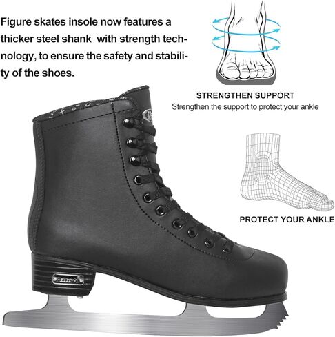 التزلج على الجليد من Nattork، شفرات من الفولاذ المقاوم للصدأ، التزلج على الجليد مع دعم معزز، قوة الأداء والراحة القصوى للشباب والكبار in Kuwait