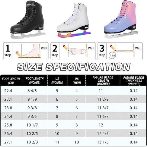 التزلج على الجليد من Nattork، شفرات من الفولاذ المقاوم للصدأ، التزلج على الجليد مع دعم معزز، قوة الأداء والراحة القصوى للشباب والكبار in Kuwait