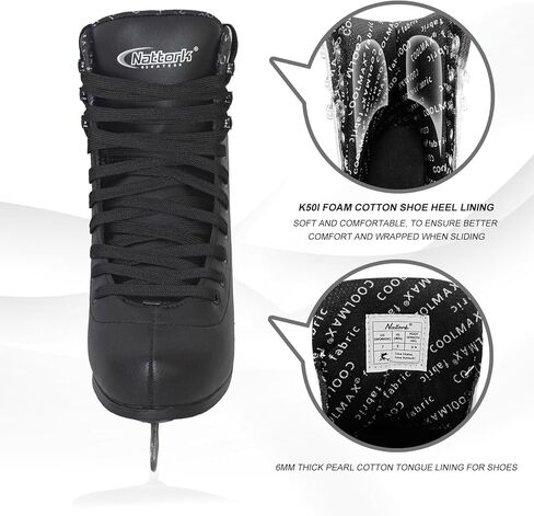 التزلج على الجليد من Nattork، شفرات من الفولاذ المقاوم للصدأ، التزلج على الجليد مع دعم معزز، قوة الأداء والراحة القصوى للشباب والكبار in Kuwait