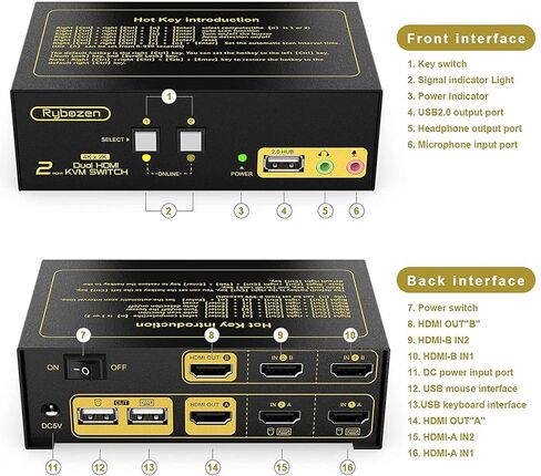 USB 3.0 Switch Selector, Bi-Directional USB Switch 2 in 1 Out / 1 in 2 Out, Aluminum USB Switcher 2 Computers Share 1 Device for Printer, Keyboard, USB Sharing Switch with 2 USB 3.0 Cables(4.9ft) in Kuwait