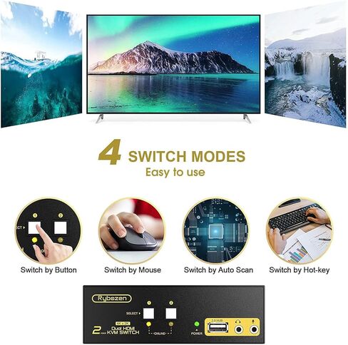 USB 3.0 Switch Selector, Bi-Directional USB Switch 2 in 1 Out / 1 in 2 Out, Aluminum USB Switcher 2 Computers Share 1 Device for Printer, Keyboard, USB Sharing Switch with 2 USB 3.0 Cables(4.9ft) in Kuwait