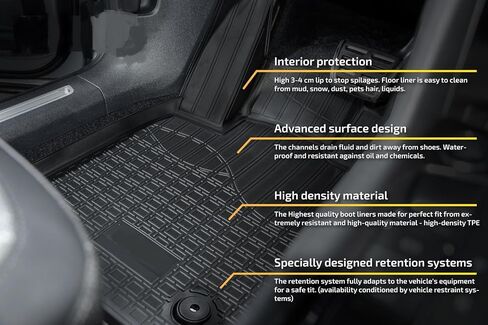 3D Floor Mats for 2010-2013 Kia Soul Heavy Duty, Custom Fit, All Weather Floor Liner Front & 2nd Row Full Set Rubber, Black in Saudi Arabia