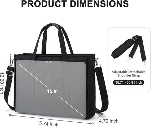 MOSISO Puffer Laptop Tote Bag for Women, 15-15.6 inch Laptop Bag, Large Capacity Work Handbag Lightweight Casual Shoulder Bags with Cup Holder for Teacher Nurse College Business Office Travel, Black in Saudi Arabia