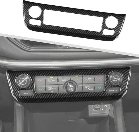 Jimen Fit for Jeep Compass 2021-2024, Center Console AC Volume Control Panel Trim Cover (Red) in Saudi Arabia