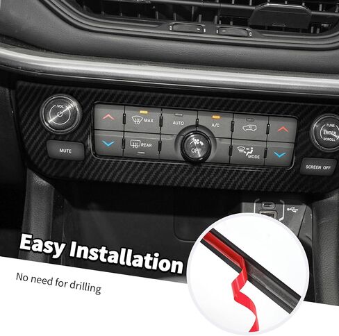 Jimen Fit for Jeep Compass 2021-2024, Center Console AC Volume Control Panel Trim Cover (Red) in Saudi Arabia