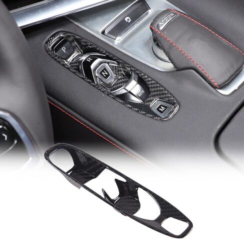 Real Carbon Fiber Console Gear Shift Button Panel Trim Cover Compatible with Chevrolet Corvette C8 2020-2025, Interior Shifter Panel P D Auto M Button Trim Frame (Red) in Saudi Arabia