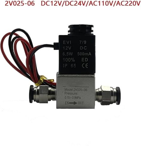 2V025-06 Normally Closed Air Water Oil Solenoid Valve Coil Led 2 Port 2 Ways 220V 12V 24v Air Magnetic Valve Pneumatic(Black 6MM-6MM,DC12V) in Saudi Arabia