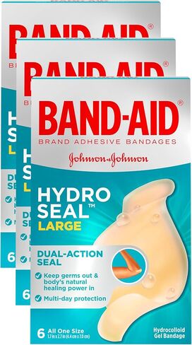 Band-Aid Brand Hydro Seal Large Waterproof Adhesive Bandages for Wound Care and Blisters, 6 ct in Kuwait