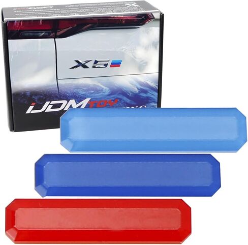 iJDMTOY Iconic 3-Color Acrylic Bumpe/Fender Badge Stickers Compatible with BMW 1 2 3 4 5 6 7 8 Series X1 X2 X3 X4 X5 X6 X7 Z4 i3 i4, etc (Light/Dark Blue/Red) in Saudi Arabia