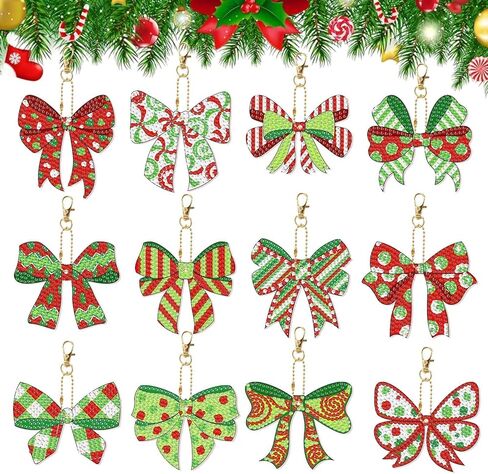 20 Pcs Christmas Diamond Painting Keychain 5D DIY Diamond Painting Kit Christmas Hanging Diamond Art Ornaments for Kids Family Party Crafts Decoration (Novelty) in Saudi Arabia