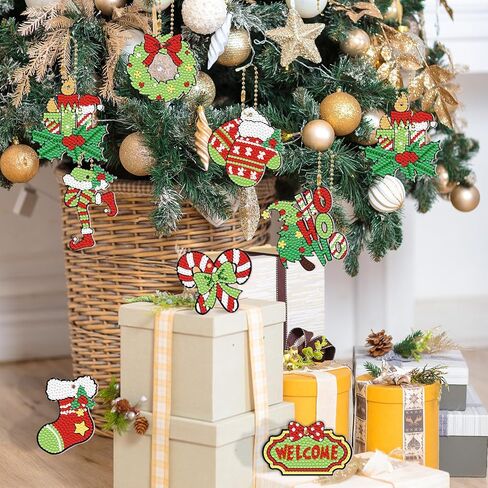 20 Pcs Christmas Diamond Painting Keychain 5D DIY Diamond Painting Kit Christmas Hanging Diamond Art Ornaments for Kids Family Party Crafts Decoration (Novelty) in Saudi Arabia