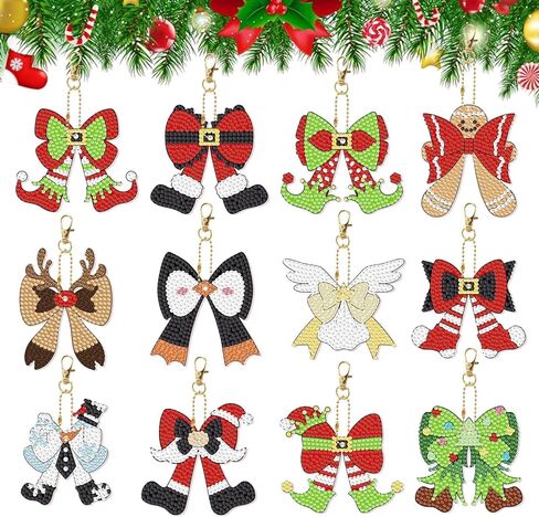 20 Pcs Christmas Diamond Painting Keychain 5D DIY Diamond Painting Kit Christmas Hanging Diamond Art Ornaments for Kids Family Party Crafts Decoration (Novelty) in Saudi Arabia