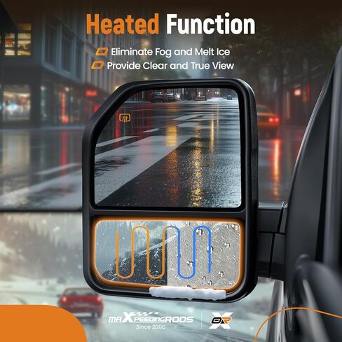 استبدال زجاج مرآة جانبية للسائق من maxpeedingrods لسيارة Ford F-150 2015-2021، لسيارة Ford F-250 F-350 F-450 F-550 2017-2022 مرآة جانبية مع حامل خلفي FL3Z17K707V FL317K707U in Kuwait