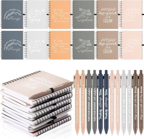 12 Set Christmas Positive Affirmation Gifts Bulk Gratitude Spiral Notebook with Ballpoint Pen Pouch Motivational Notepad Employee Appreciation Gifts for Women Men Coworker Students in Saudi Arabia