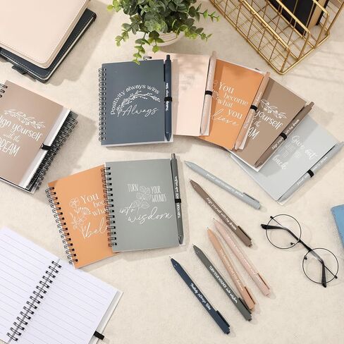 12 Set Christmas Positive Affirmation Gifts Bulk Gratitude Spiral Notebook with Ballpoint Pen Pouch Motivational Notepad Employee Appreciation Gifts for Women Men Coworker Students in Saudi Arabia