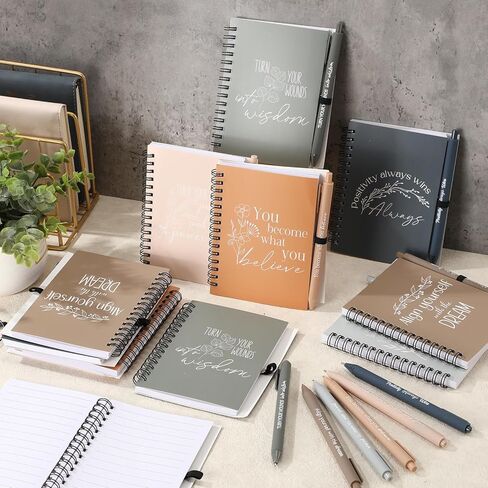 12 Set Christmas Positive Affirmation Gifts Bulk Gratitude Spiral Notebook with Ballpoint Pen Pouch Motivational Notepad Employee Appreciation Gifts for Women Men Coworker Students in Saudi Arabia