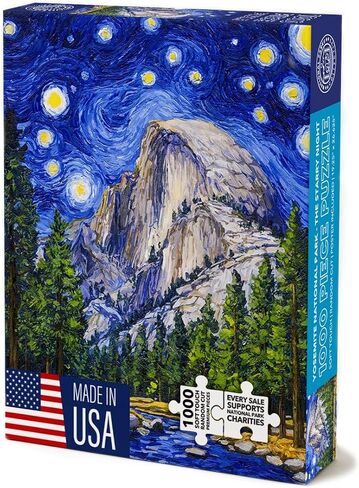 أحجية الصور المقطوعة لمنتزه يوسمايت الوطني من National Parks Collective 1000 قطعة للبالغين - ليلة مرصعة بالنجوم، فن بواسطة لويس رينكون، صنع في الولايات المتحدة الأمريكية من مواد معاد تدويرها in Saudi Arabia