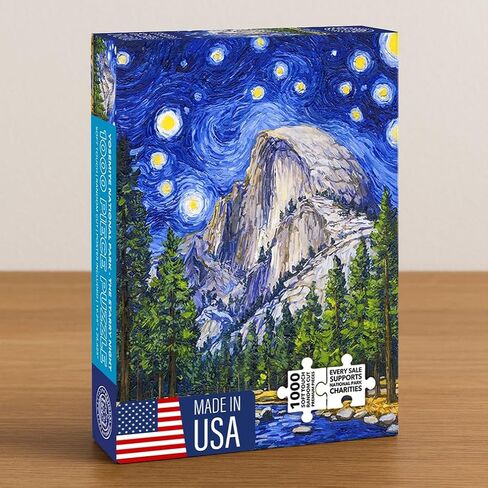 أحجية الصور المقطوعة لمنتزه يوسمايت الوطني من National Parks Collective 1000 قطعة للبالغين - ليلة مرصعة بالنجوم، فن بواسطة لويس رينكون، صنع في الولايات المتحدة الأمريكية من مواد معاد تدويرها in Saudi Arabia
