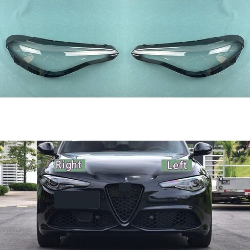 Compatible With AlfaRomeo Giulia 2015-2022 Headlight Cover - Transparent Lamp Shade Replacement Original Headlamp Shell, Plexiglass(1 Piar) in Saudi Arabia
