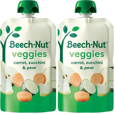 Beech-Nut Baby Food Pouches, Zucchini Spinach & Banana Veggie Puree Baby & Toddler Food, 3.5 oz (12 Pack) in Kuwait