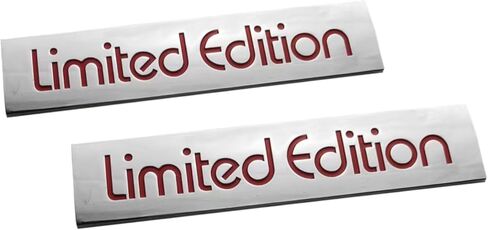 قطعتان من معدن الكروم إصدار محدود بشعار سيارة شارة ثلاثية الأبعاد مميزة لصندوق السيارة الخلفي ملصق جانبي (أحمر فضي) in Kuwait