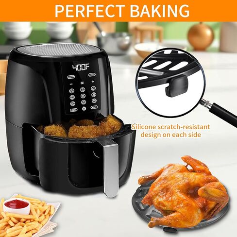 ملحقات مقلاة الهواء لـ Gourmia GAF798 GAF716 GAF778 7QT مقلاة هوائية، درجة الطعام غير لاصقة 8.97 بوصة * 8.97 بوصة قطع غيار مقلاة الهواء صينية شواء صينية شواء لوحة هش، آمنة للاستخدام في غسالة الأطباق in Saudi Arabia
