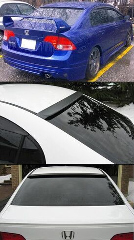 Unpainted Black JDM VIP Rear Window Roof Top Spoiler Compatible with 2006-2015 Honda Civic LX/EX/SI/Sport 4 Door Sedan Models Only in Saudi Arabia