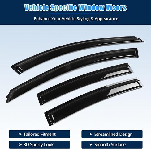 FREEMOTOR802 Tape-on Window Deflectors Fits 2010-2015 Chevrolet Cruze & 2016 Cruze Limited, Rain Guards Side Window Visors Wind Deflectors Vent Visors Slim Style Smoke Tinted Acrylic 4 PCS in Saudi Arabia