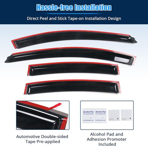FREEMOTOR802 Tape-on Window Deflectors Fits 2010-2015 Chevrolet Cruze & 2016 Cruze Limited, Rain Guards Side Window Visors Wind Deflectors Vent Visors Slim Style Smoke Tinted Acrylic 4 PCS in Saudi Arabia