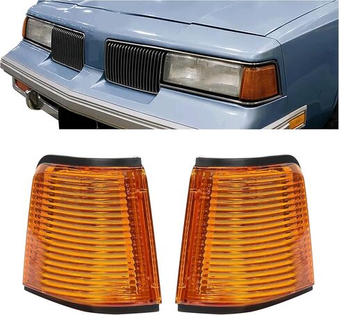 KUAFU Marker Light Compatible with 1987-1988 Oldsmobile Cutlass Supreme/Calais 442/ GT-350 Marker Lamps Driver and Passenger Side Replace for 5974361 5974362 - Amber Lens+Chrome Housing in Saudi Arabia