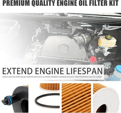 طقم فلتر زيت المحرك 4 قطع متوافق مع Mercedes-Benz Sprinter 2500 3500 3500XD 2023 2024 Repalces 6541801100, A6541801100 in Kuwait