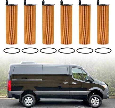 طقم فلتر زيت المحرك 4 قطع متوافق مع Mercedes-Benz Sprinter 2500 3500 3500XD 2023 2024 Repalces 6541801100, A6541801100 in Kuwait