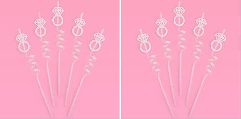 xo، مجموعة مصاصات دائرية قابلة لإعادة الاستخدام من Fetti Bachelorette Decorations - 12 قطعة | زينة الخطوبة قزحية الألوان، وحفلات الزفاف ذات خاتم الماس، وأدوات الشرب، ومستلزمات لطيفة لحفلات عصر الخطوبة in Saudi Arabia
