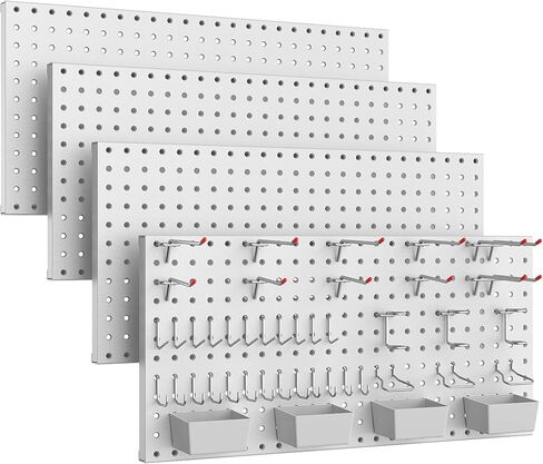 4ft Metal Pegboard Storage Kit for Standard Tools, Black Pegboard Wall Organizer with Hooks and Garage Storage Bins in Saudi Arabia