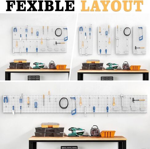 4ft Metal Pegboard Storage Kit for Standard Tools, Black Pegboard Wall Organizer with Hooks and Garage Storage Bins in Saudi Arabia